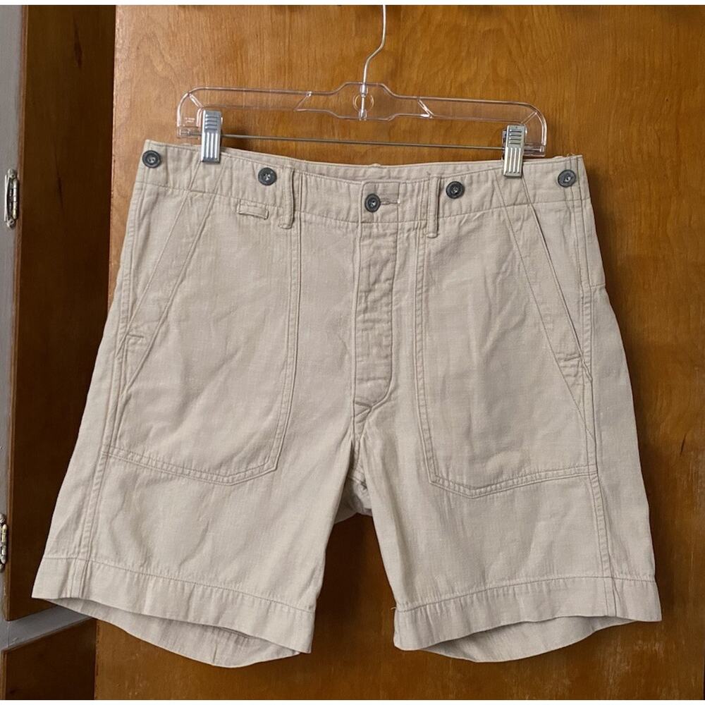 Double RL RRL Vintage Workwear Shorts Herringbone Military Field Beige Size 32